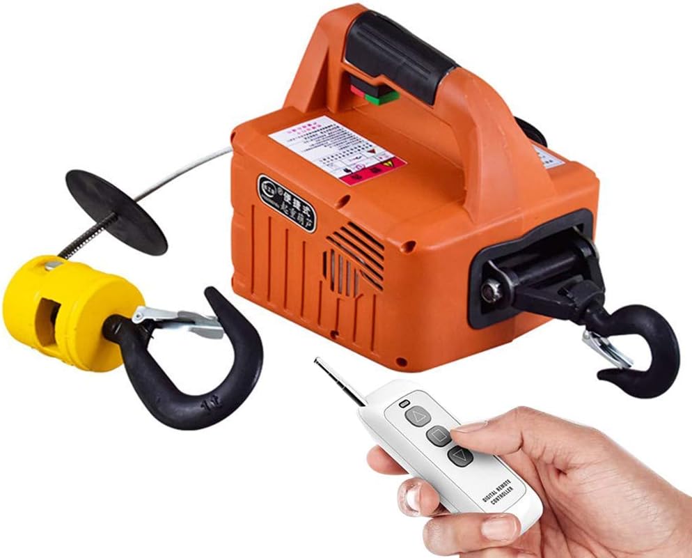 1500W Overhead Lift Electric Winch with Wireless Control 500kg Orange Color A687493