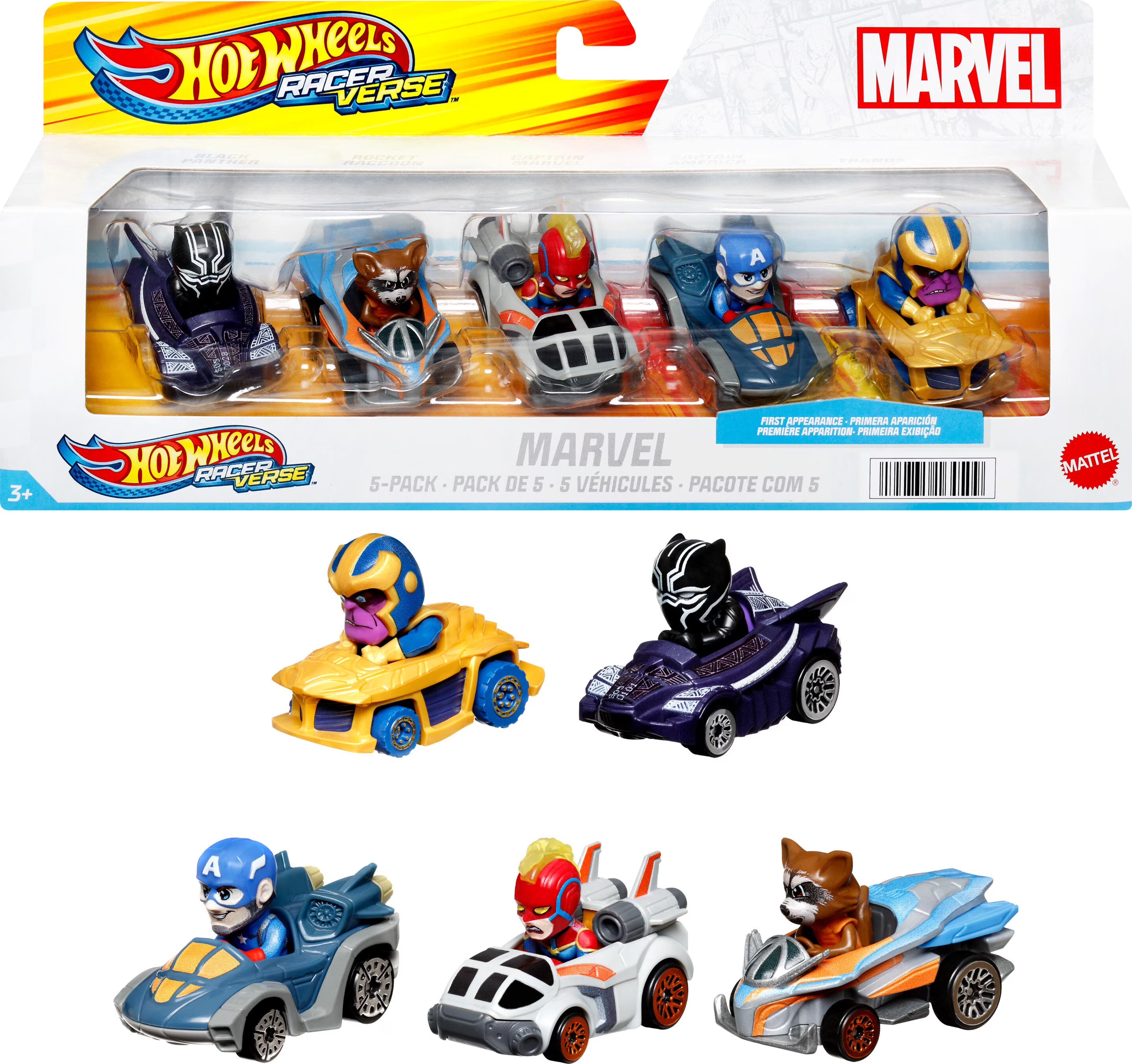 Set of 5 Die-Cast Cars with Marvel Characters G4125