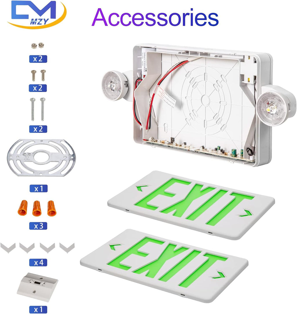 4PCS Green LED Exit Sign with Emergency Lights I248