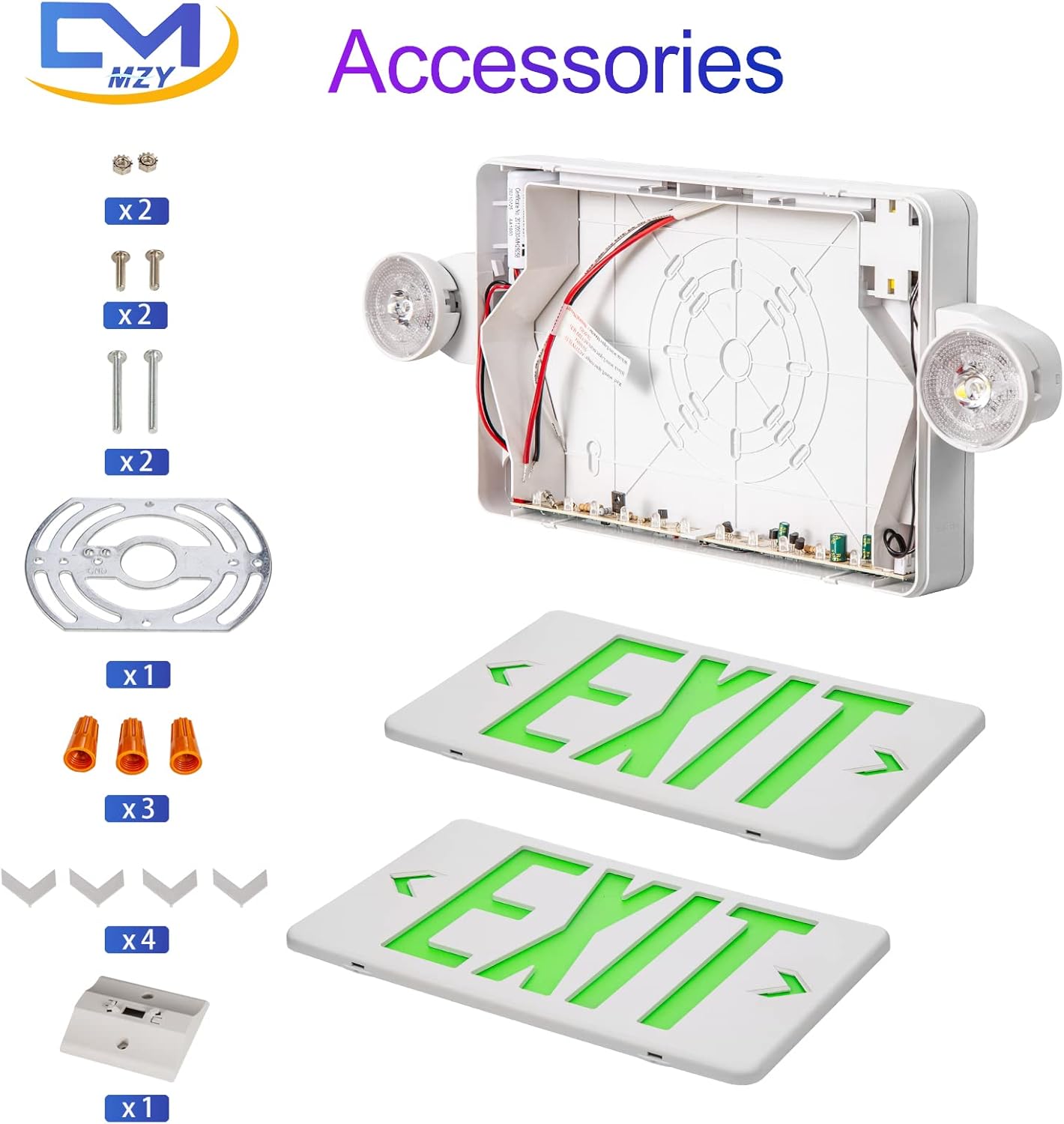 4PCS Green LED Exit Sign with Emergency Lights I248