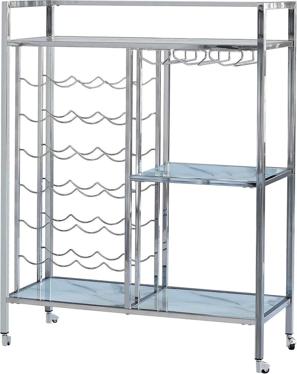 Chrome Glass Shelf Serving Cart B534946