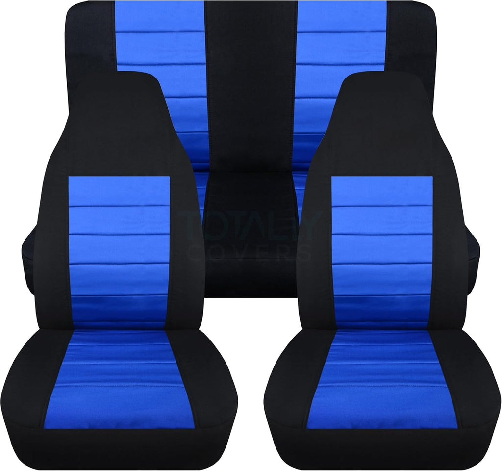 Black & Yellow Full Set Front & Rear Seat Covers for 2-Door Jeep Wrangler TJ T387172