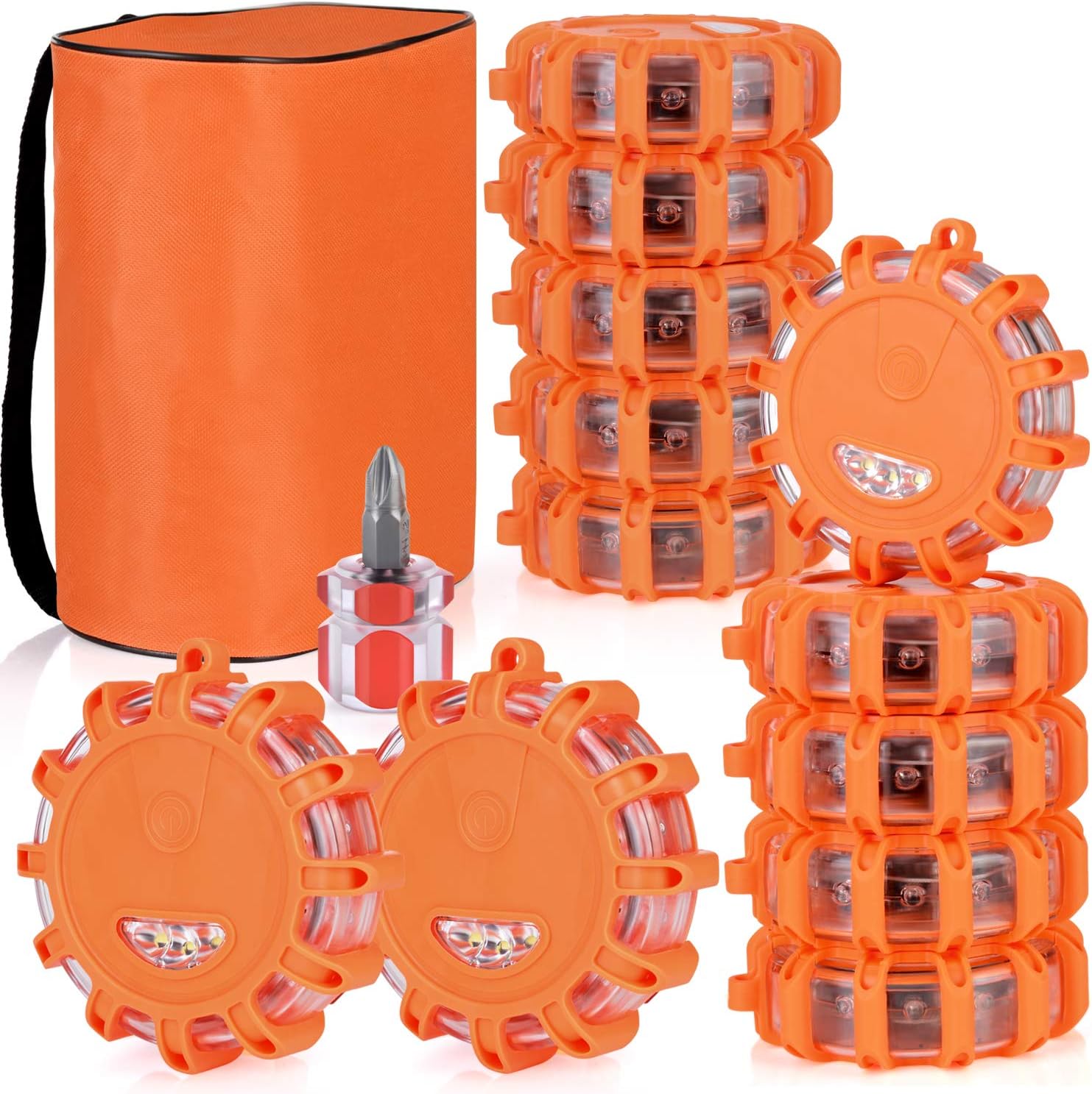 12 Pack LED Road Flare Emergency Safety Beacon Light Kit A960728