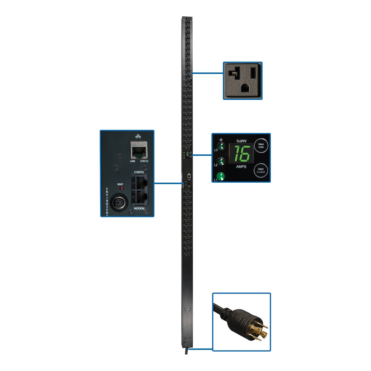 Vertical Rackmount PDU 5.7 kW 5700 VA 208V T107305