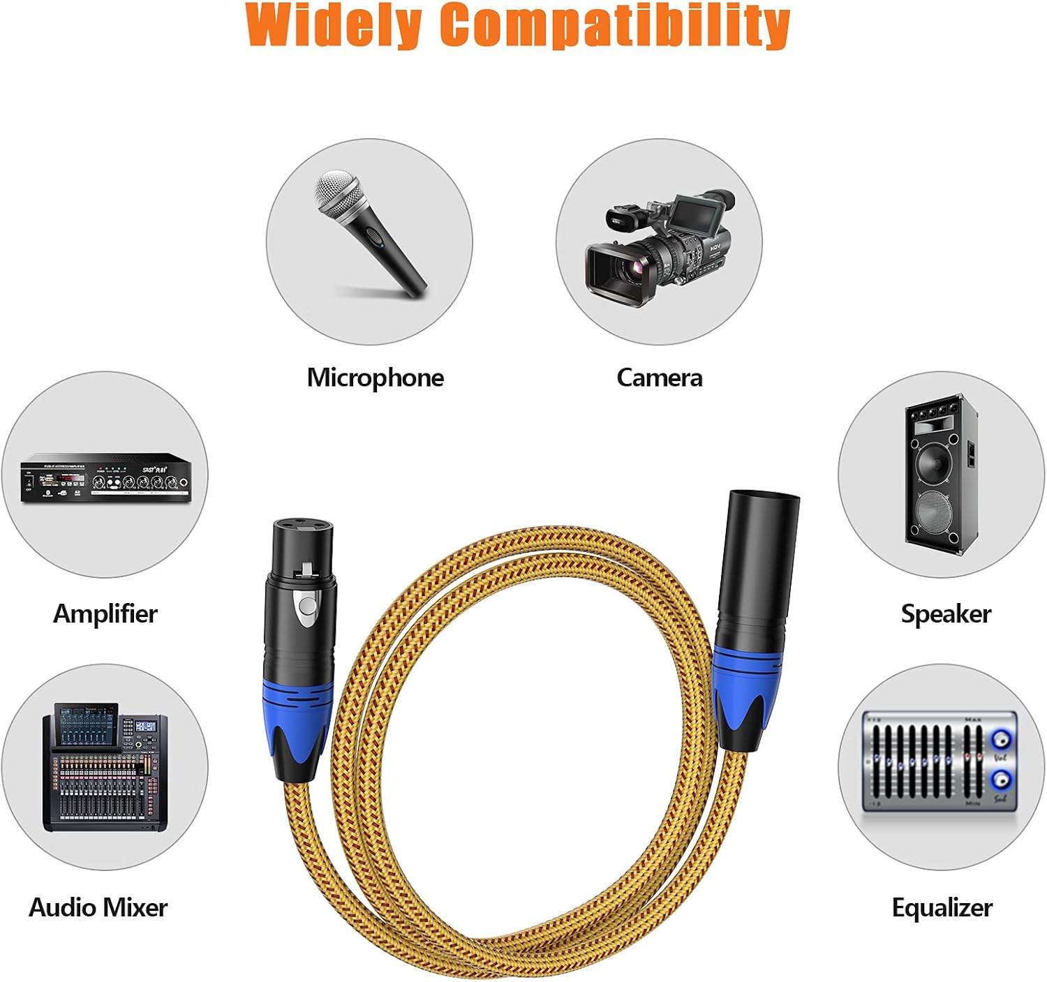 XLR Cable 6ft 10Pack Nylon Braided Male to Female Microphone Cable Balanced W2298