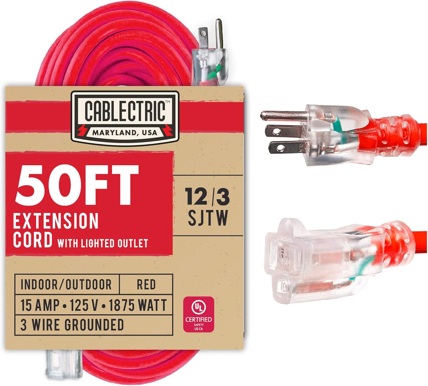 100 Ft 12/3 SJTW Heavy Duty Orange Extension Cord G735