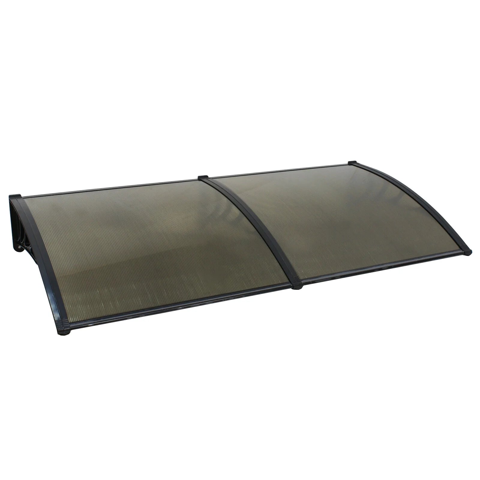 Brown Polycarbonate Door Awning Canopy with Black Bracket U73673