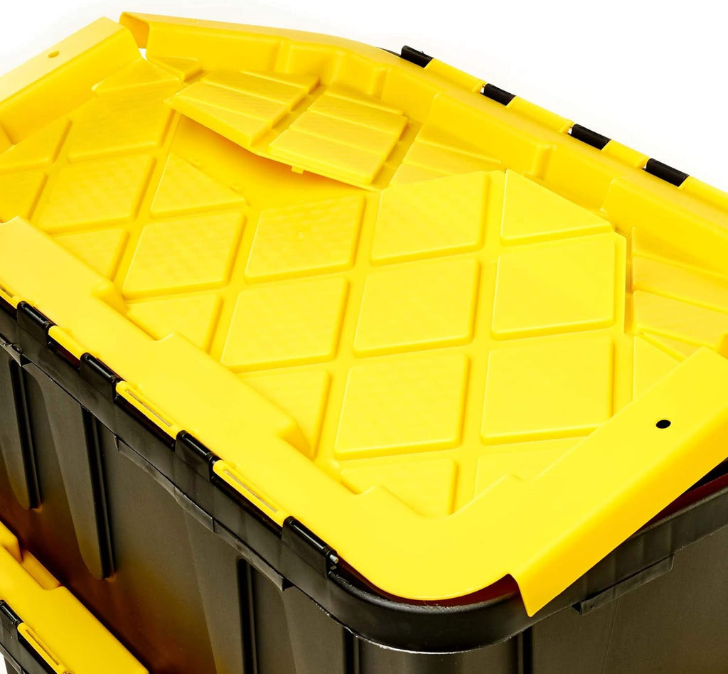 15 Gallon Plastic Storage Container, Black and Yellow, Pack of 6 H7313