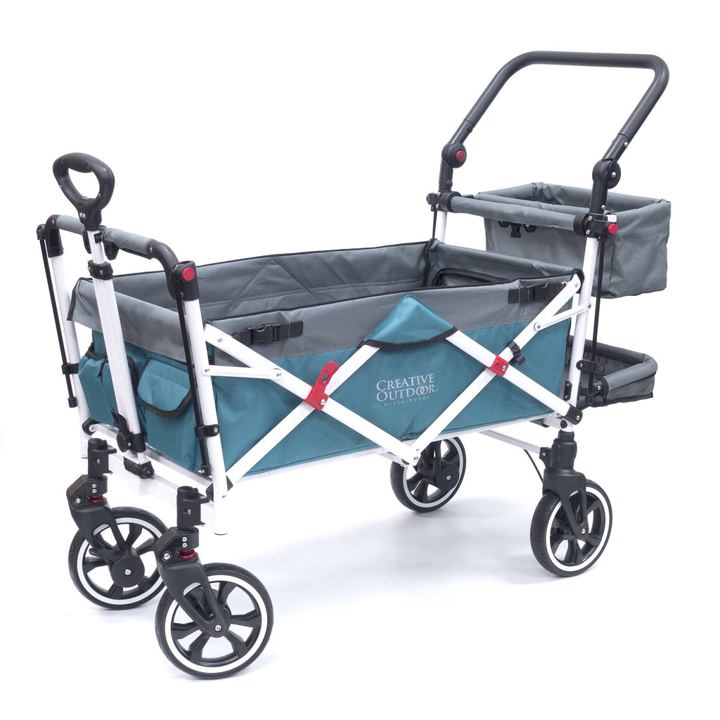 Teal Gray Folding Wagon Stroller with Canopy A4644