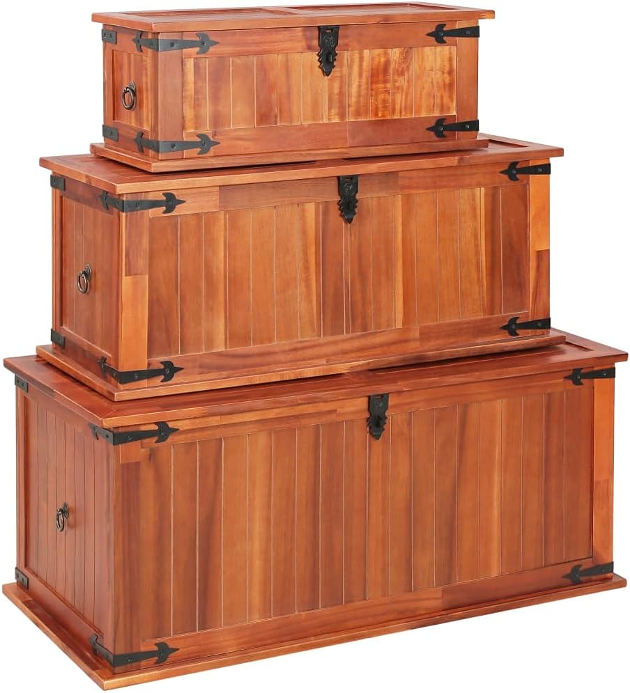 Storage Chest with Safety Hinge Wooden Storage Trunk with Metal Latch N389