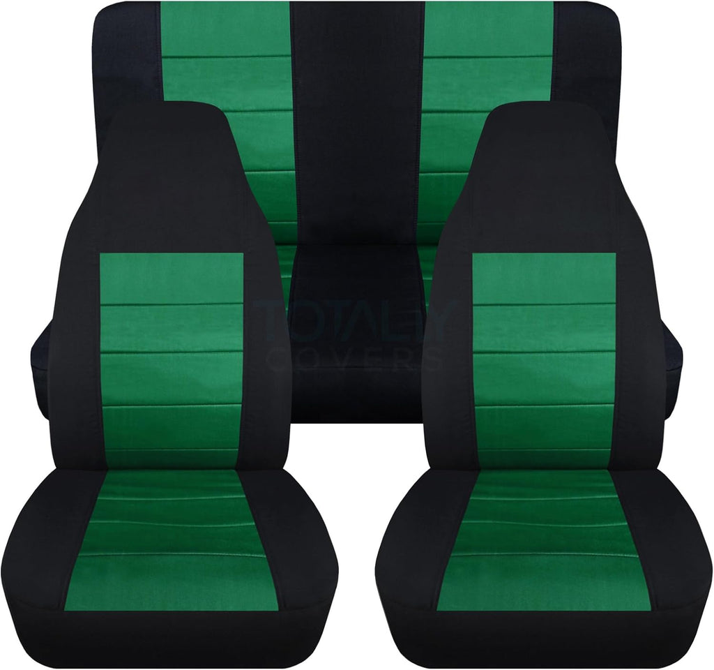 Black & Yellow Full Set Front & Rear Seat Covers for 2-Door Jeep Wrangler TJ T387172