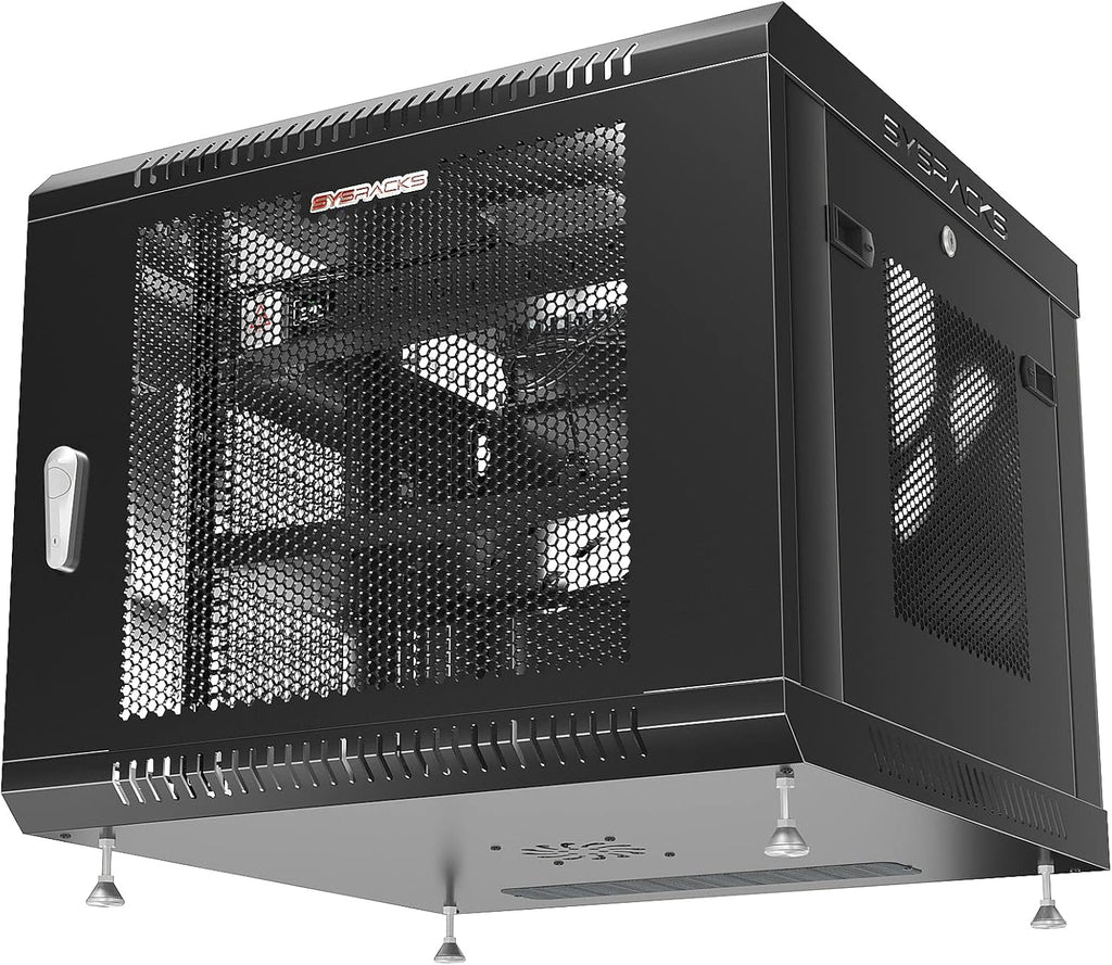 Locking Wall Mount Server Rack Cabinet 9U with Casters and Shelf D791