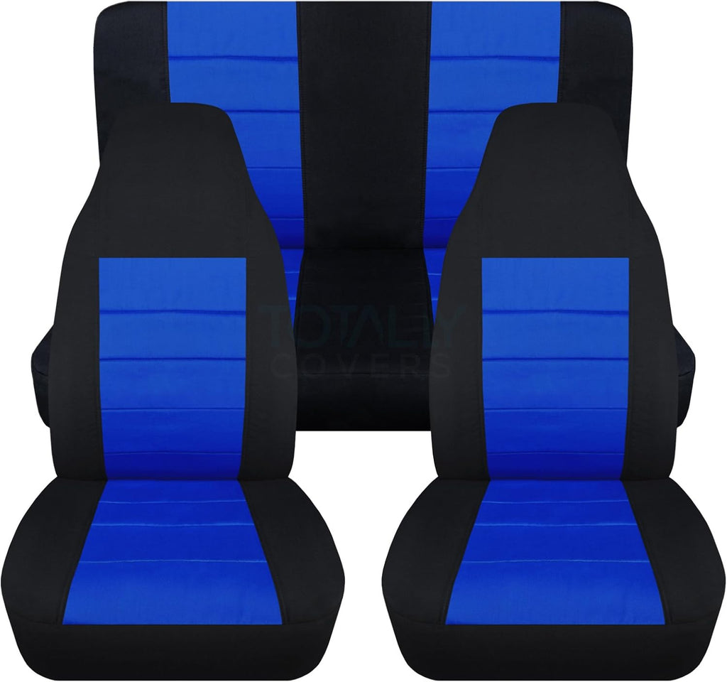Black & Yellow Full Set Front & Rear Seat Covers for 2-Door Jeep Wrangler TJ T387172