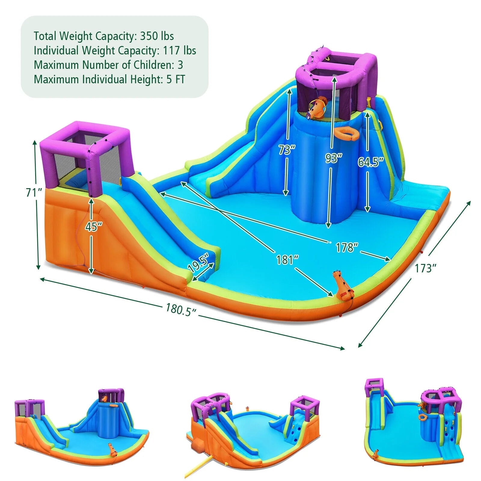 Inflatable Water Slide Bouncer with Climbing Wall C594242
