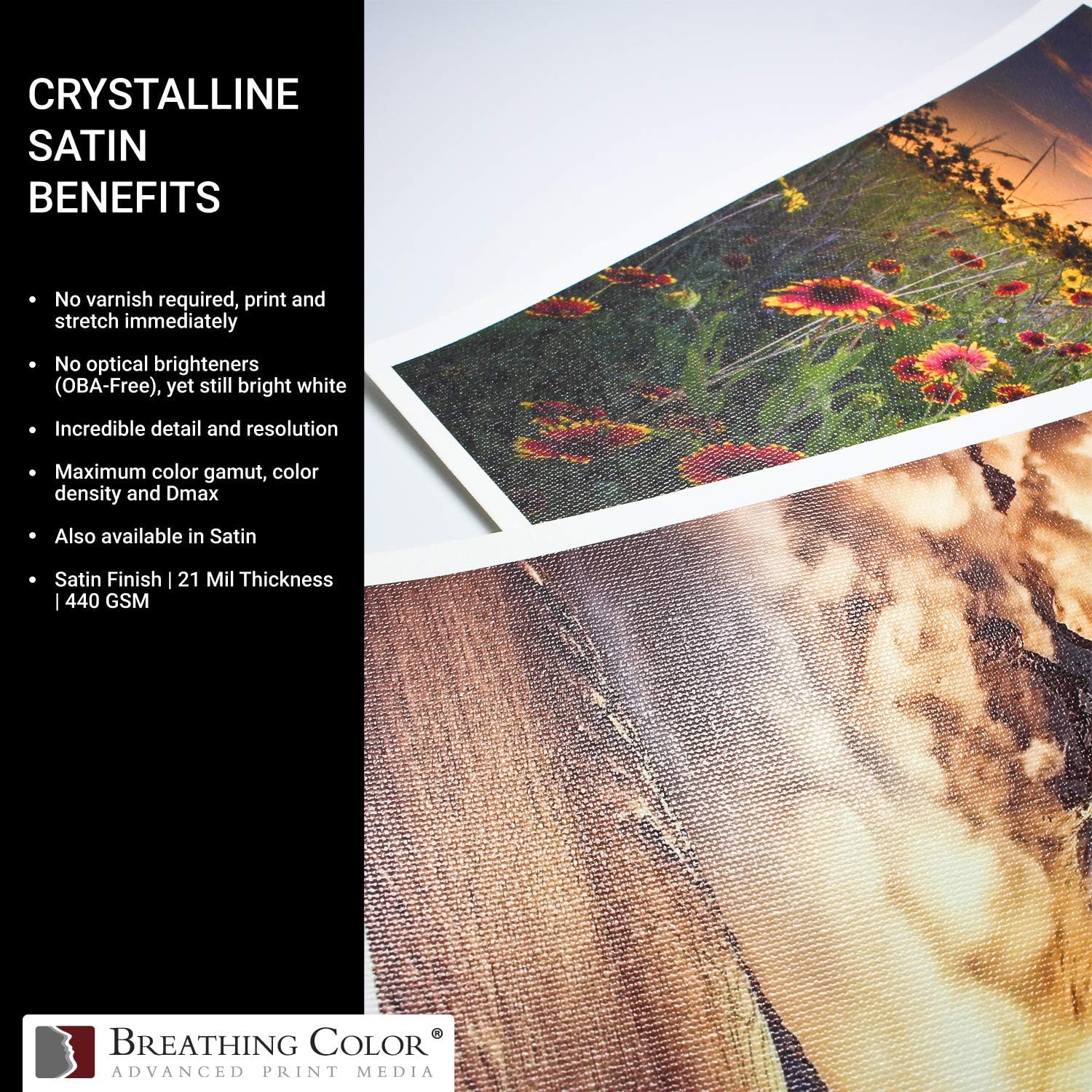 Crystalline Satin Bright White Poly-Cotton Inkjet Canvas 17in x 22in 25 Sheets J2550