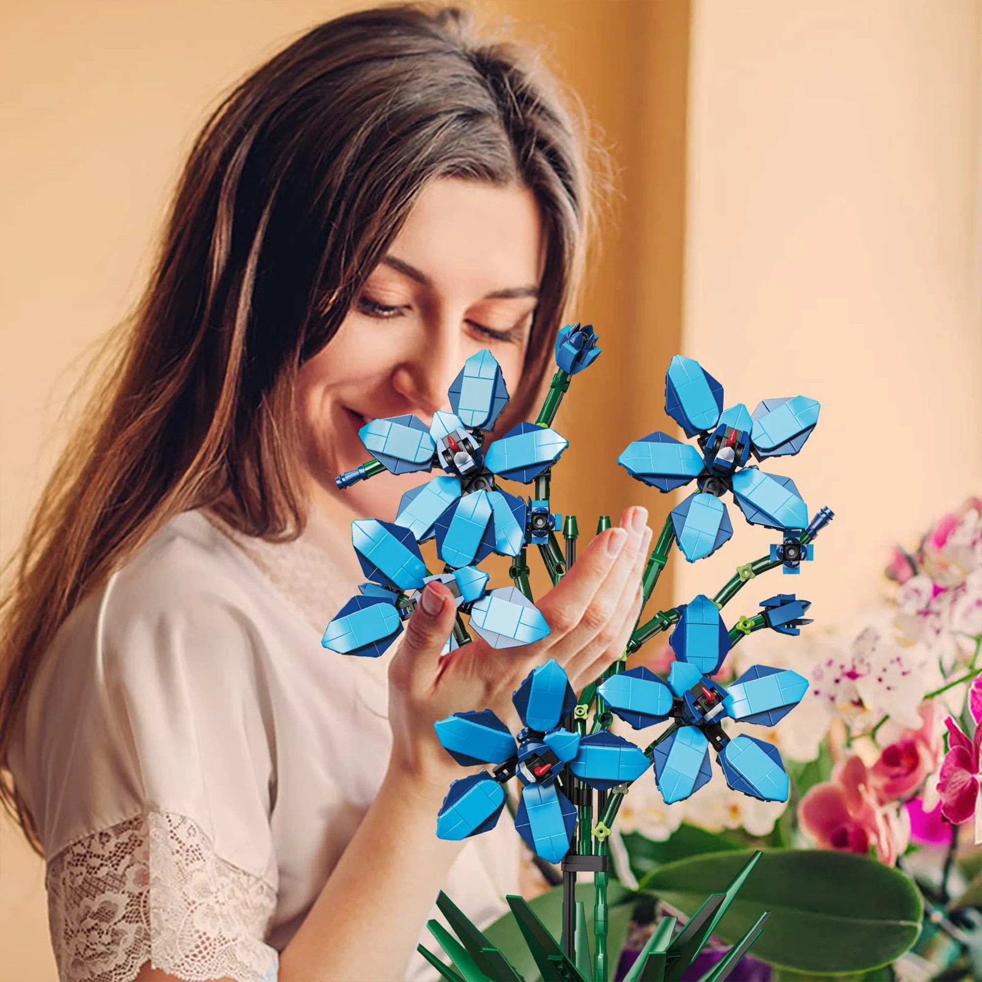 Blue Orchid Bouquet Building Block Set X462