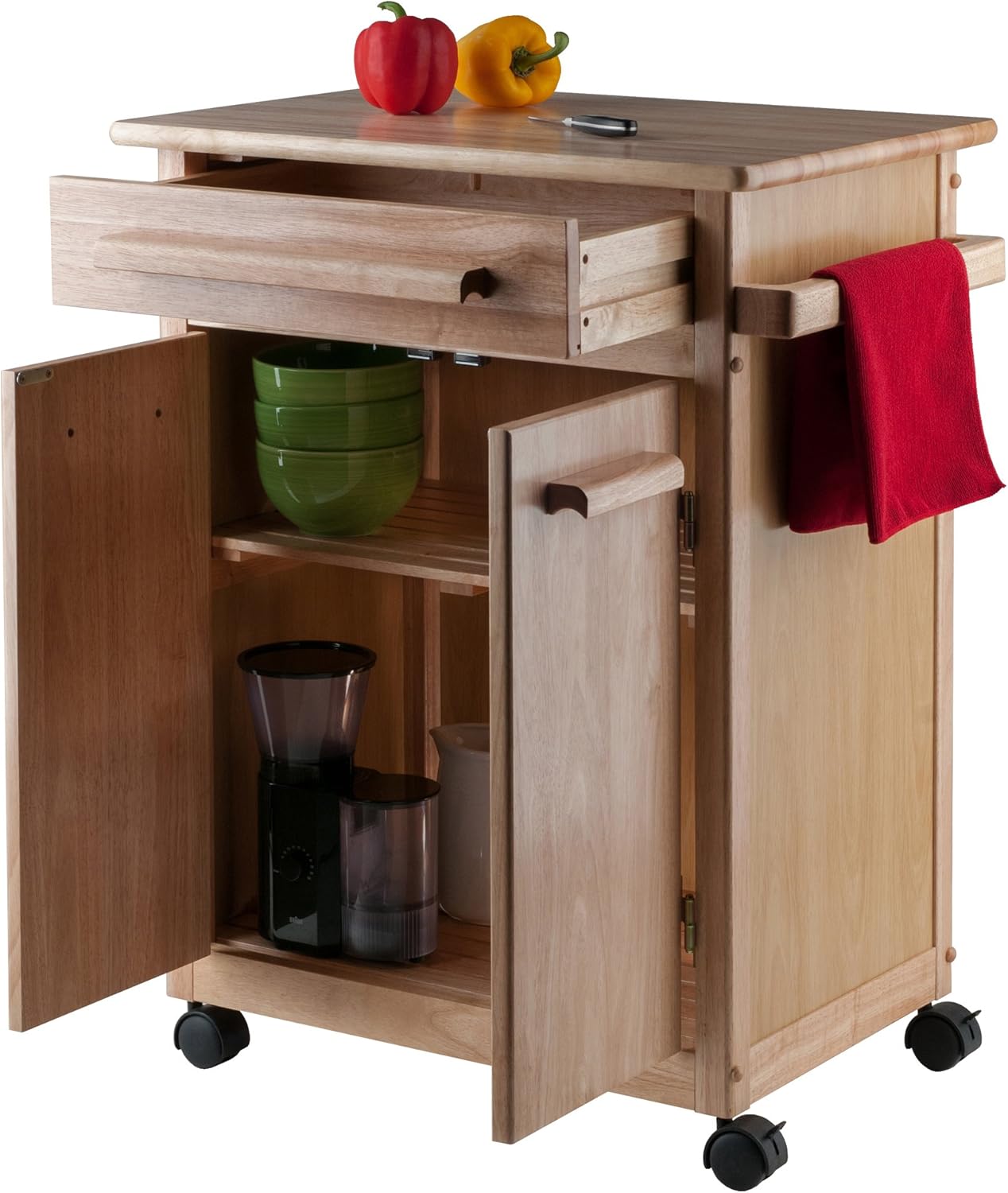 Natural Single Drawer Kitchen Cabinet Storage Cart O932180