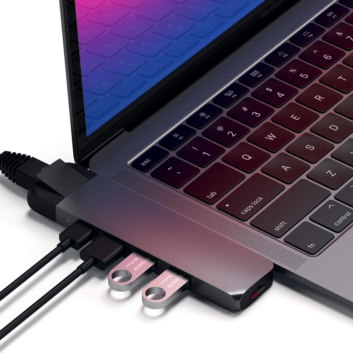 Type-C Pro Hub Adapter with Ethernet, 4K HDMI, USB-C PD, Gigabit Ethernet, USB 3.0, Micro SD Card Slot, Silver Y9446