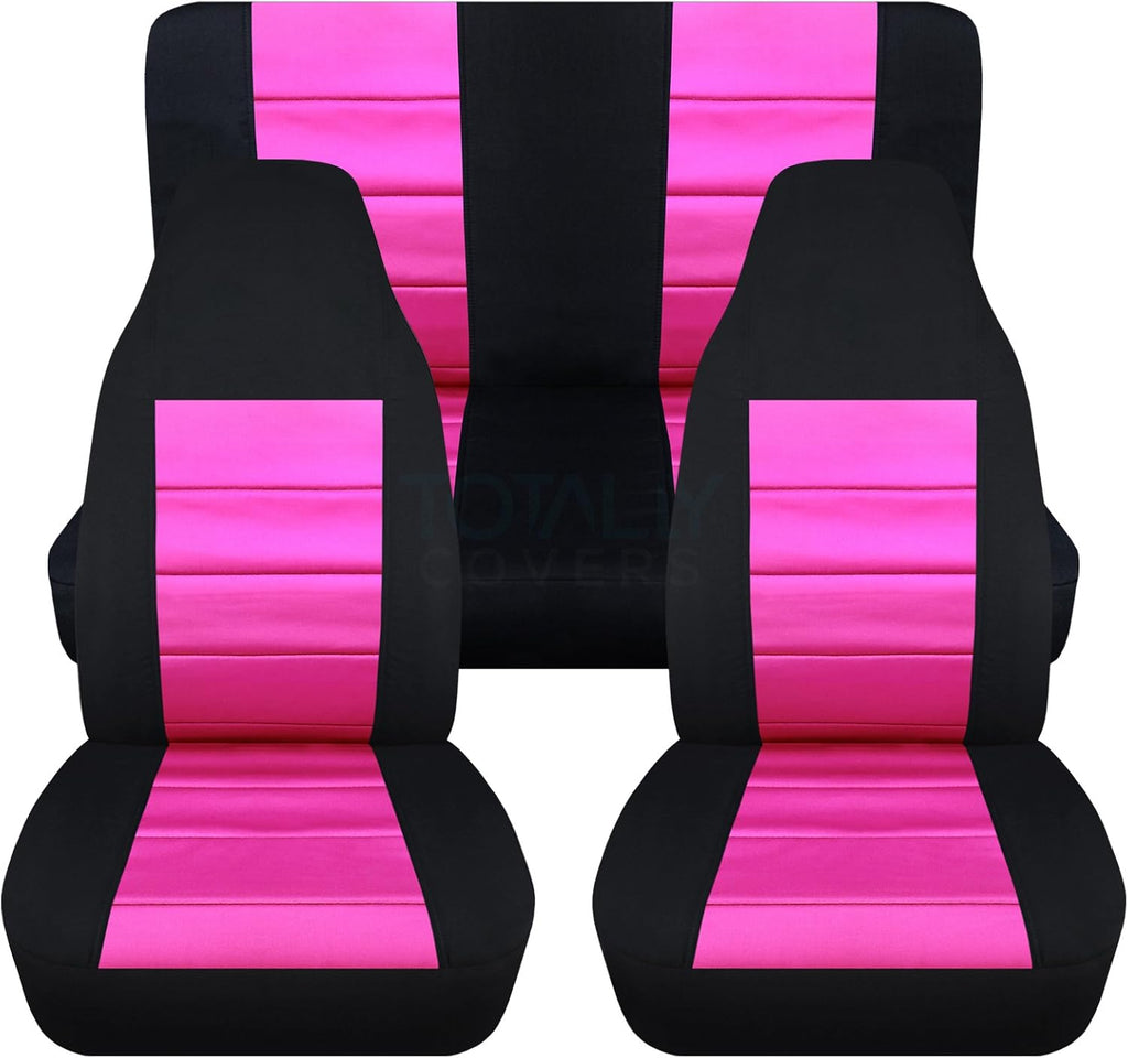 Black & Yellow Full Set Front & Rear Seat Covers for 2-Door Jeep Wrangler TJ T387172
