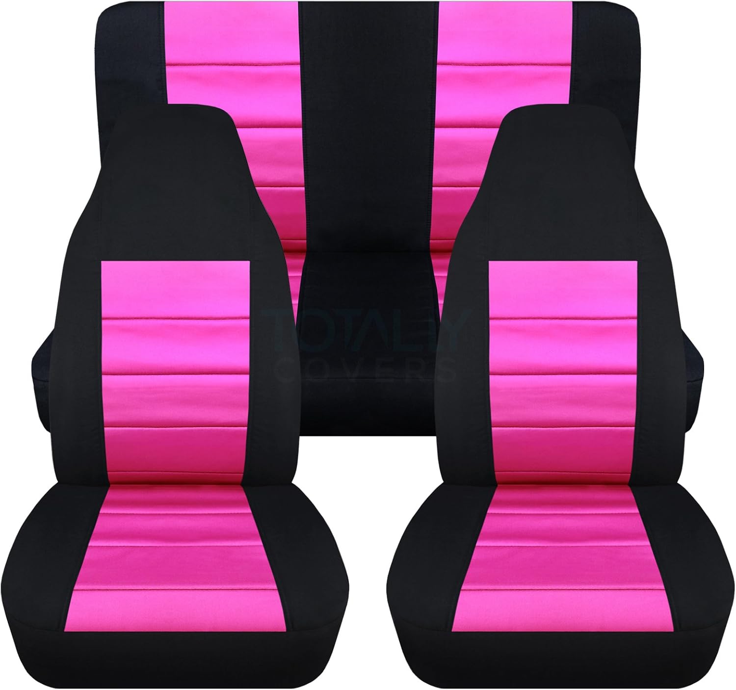 Black & Yellow Full Set Front & Rear Seat Covers for 2-Door Jeep Wrangler TJ T387172