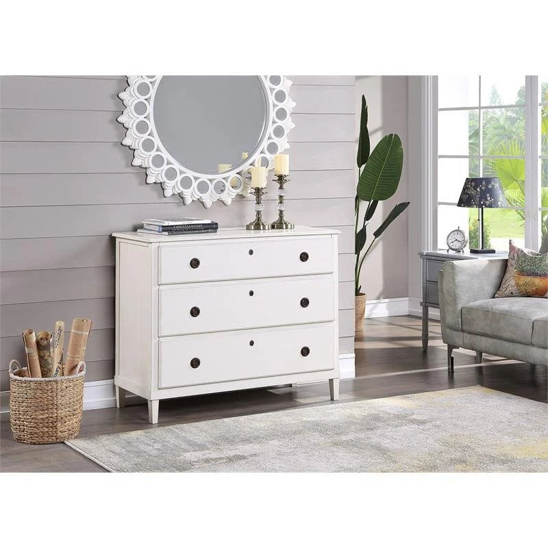 Antique White 3-Drawer Wood Dresser J15584