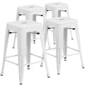 White Metal Square Backless Stool X4677