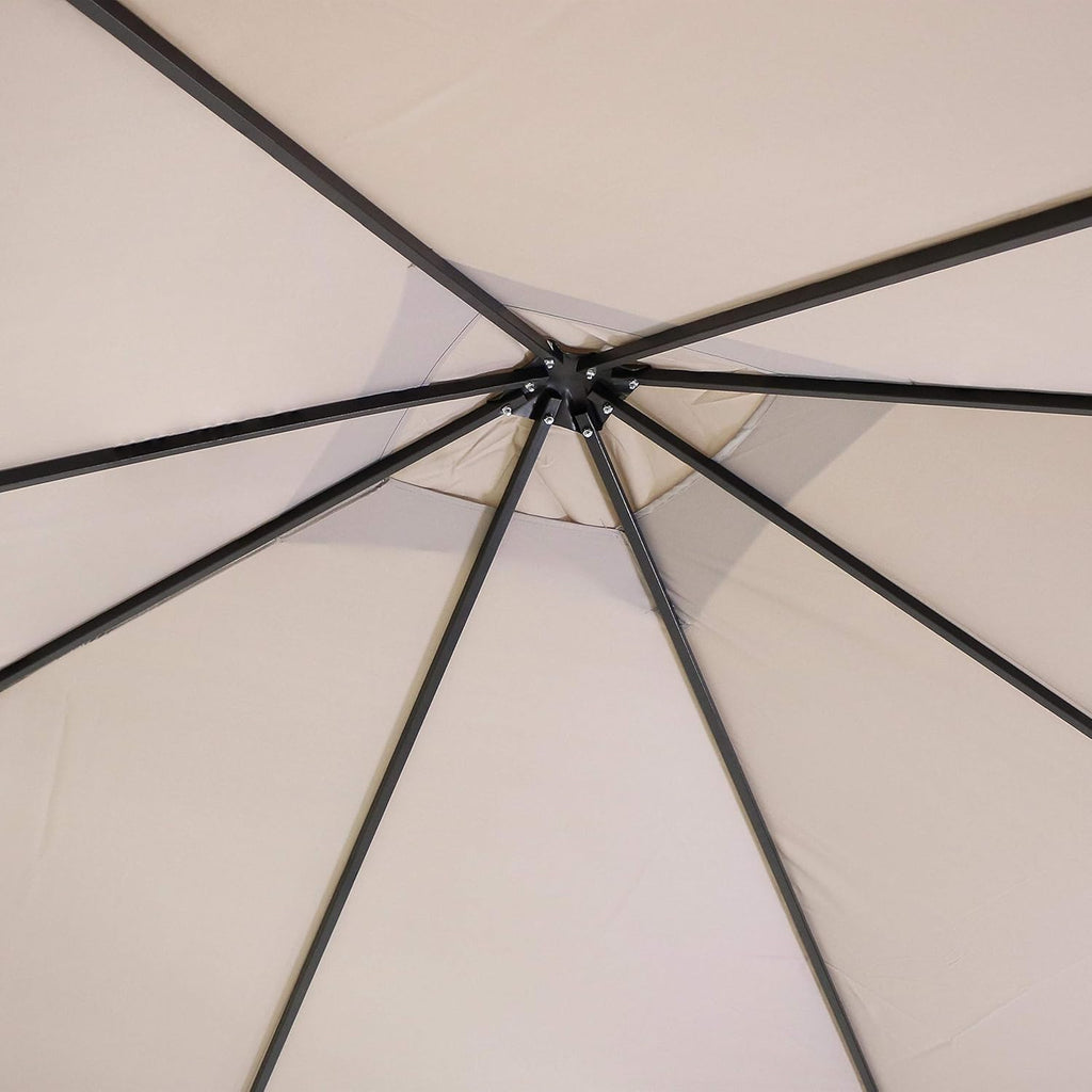 10 x 10 Foot Steel Gazebo with Gray Polyester Canopy Roof and Black Metal Frame K894
