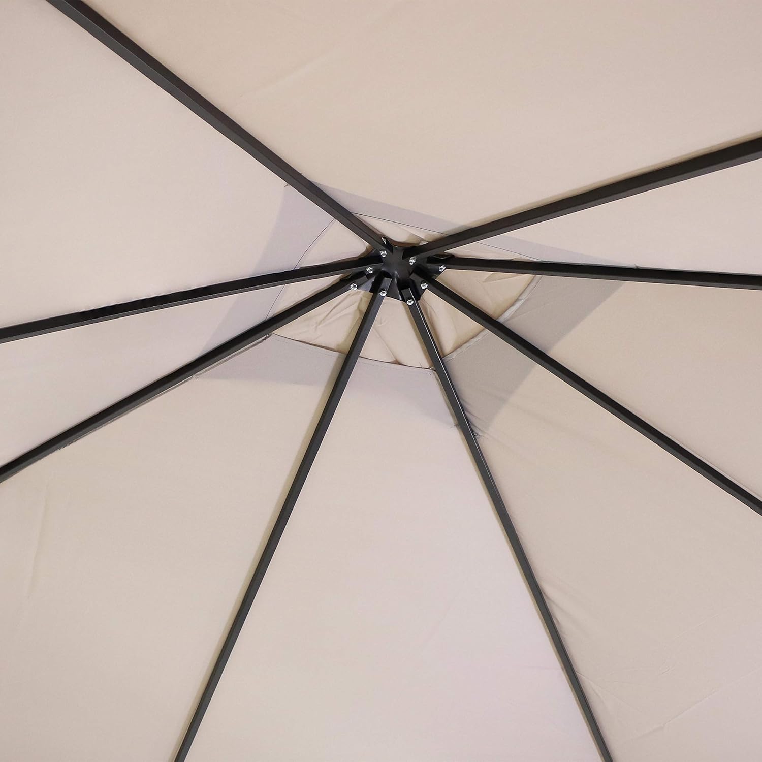 10 x 10 Foot Steel Gazebo with Gray Polyester Canopy Roof and Black Metal Frame K894