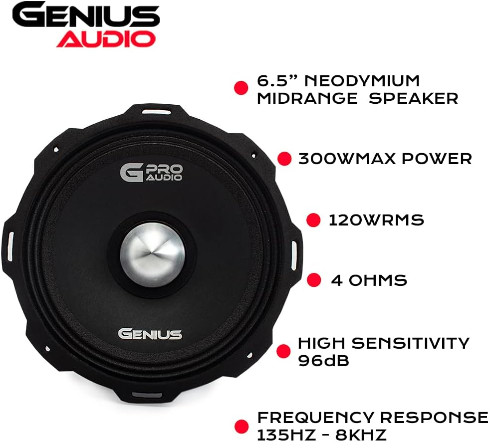 6.5 Midrange Speaker 300 Watts Max 120 Watts RMS 4 Ohm Pack of 2 U92786