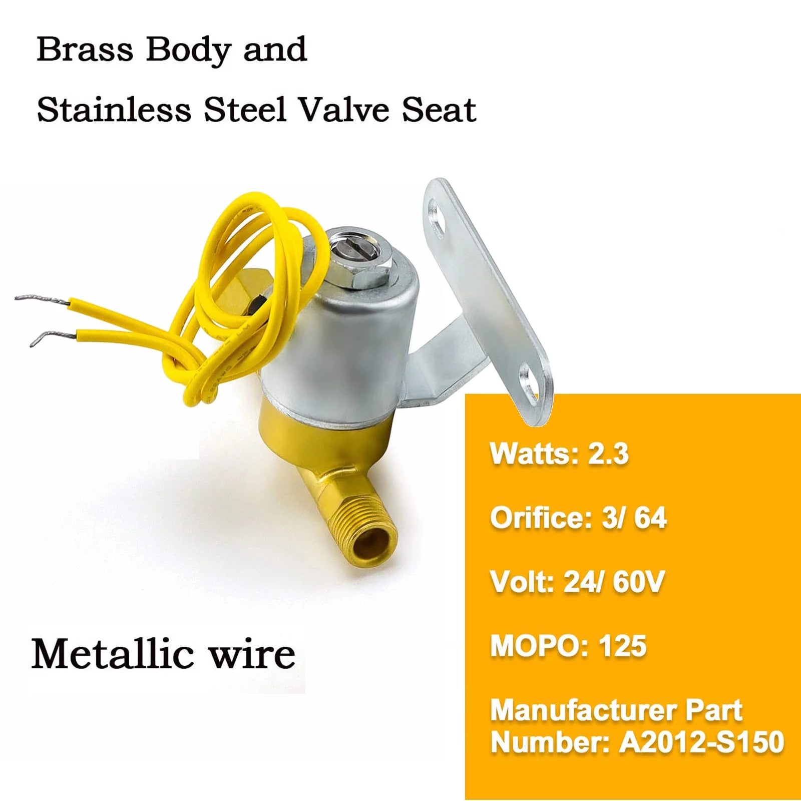 Solenoid Valve Brass 24V 2.3W 60Hz Yellow L9199