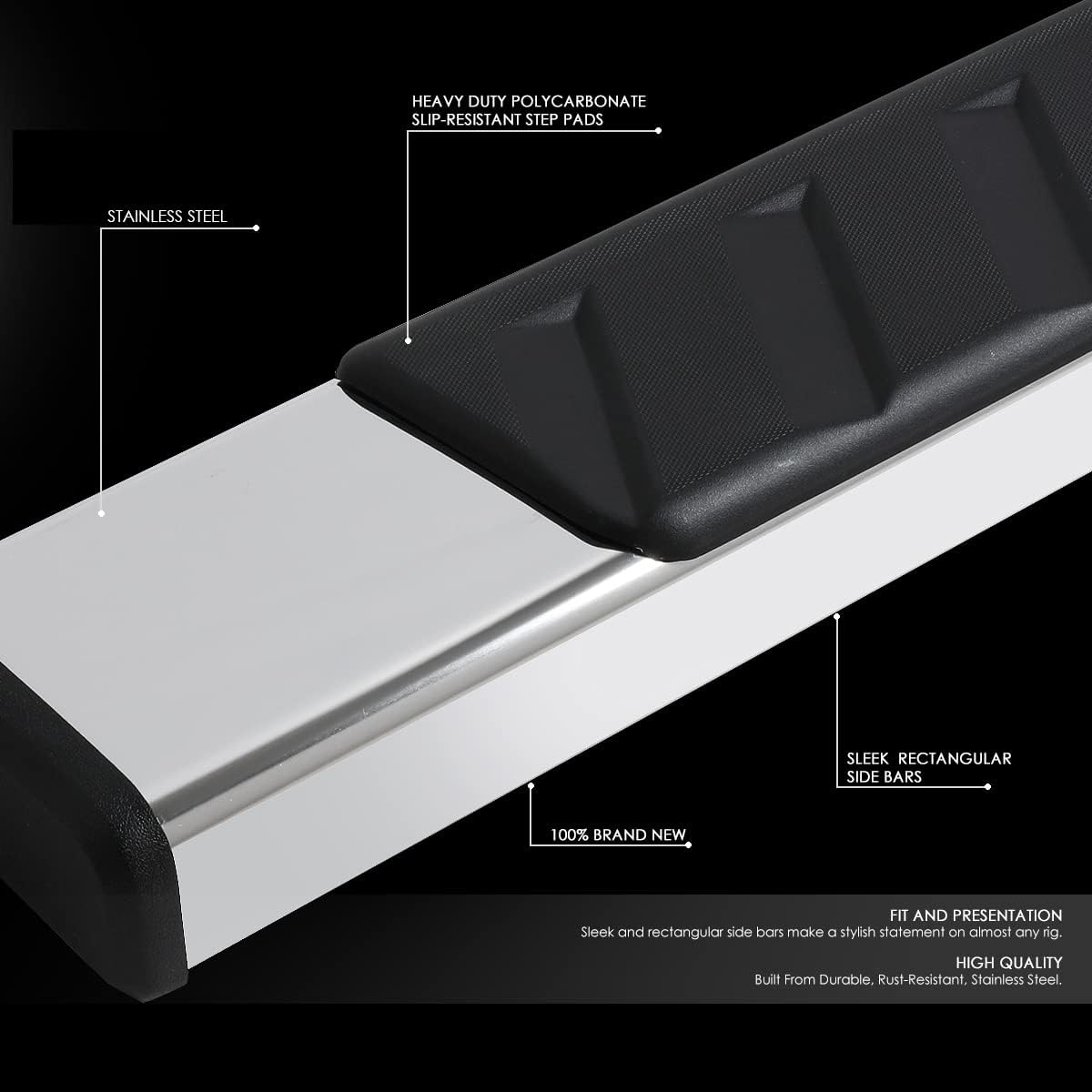 Polished Chrome Stainless Steel Side Step Nerf Bar Running Boards F932013