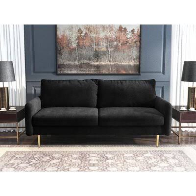 Black Velvet Round Arm Sofa B412498