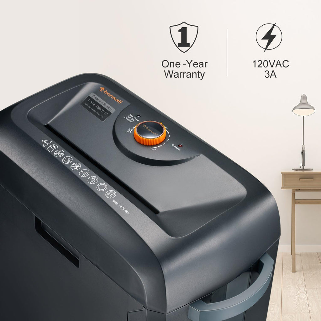 14-Sheet Cross-Cut Heavy Duty Paper and Credit Card Shredder with 5 Gallons Pullout Basket T640