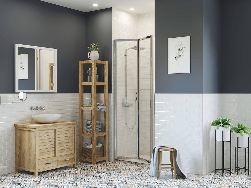Framed Bi-Fold Double Hinge Shower Door in Clear Glass, 20x22 x 66 W249742