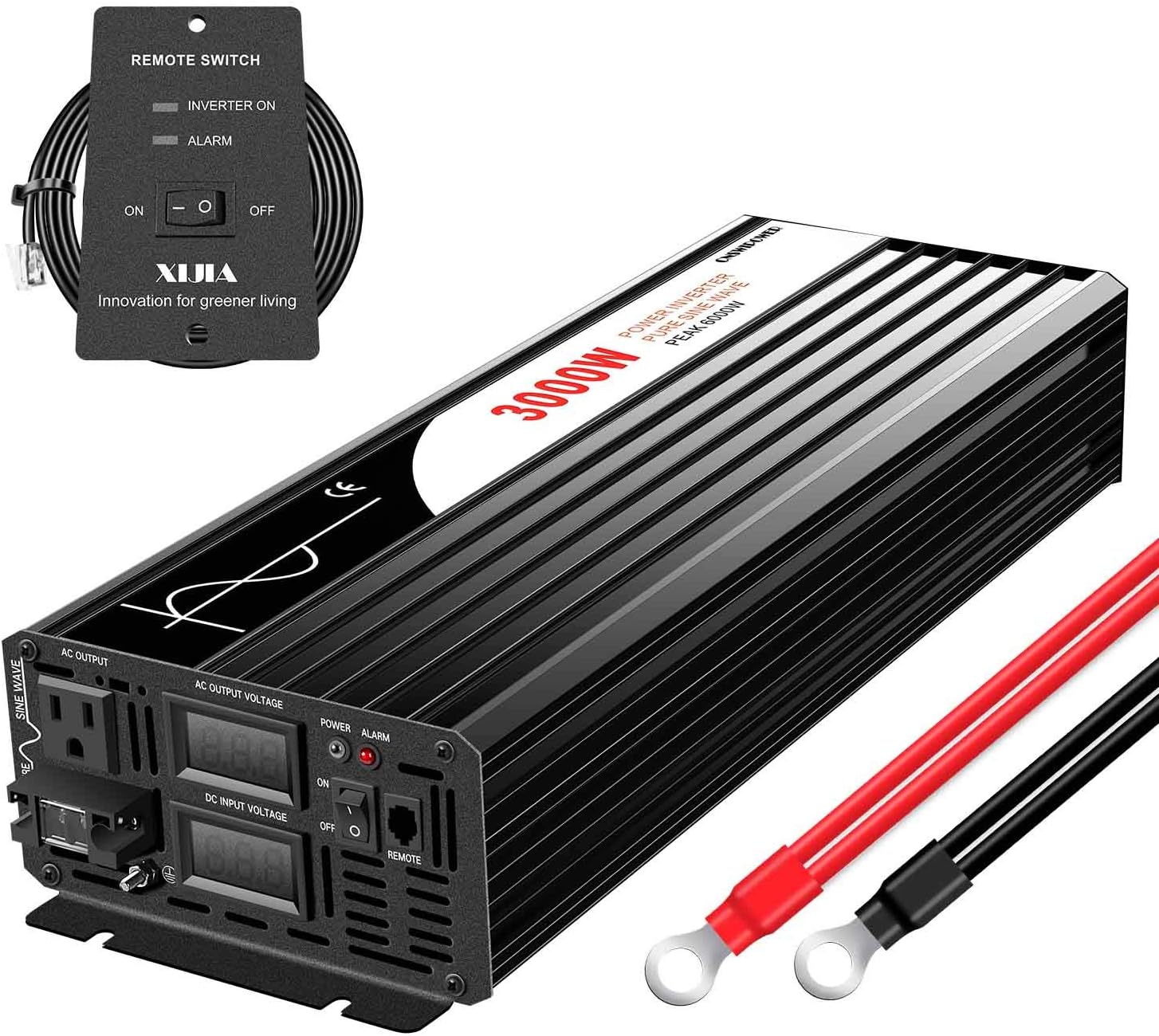2000W Pure Sine Wave DC to AC Inverter Remote Switch Solar Converter A4346