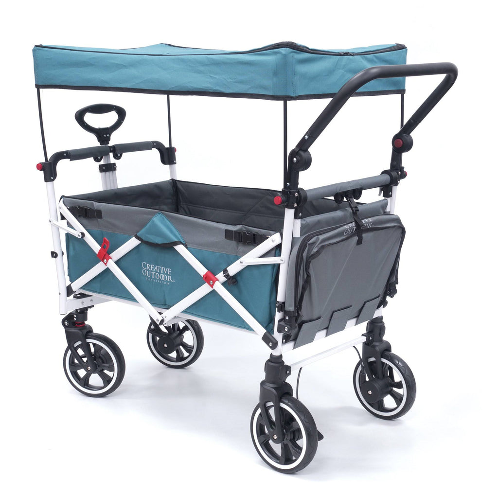 Teal Gray Folding Wagon Stroller with Canopy A4644