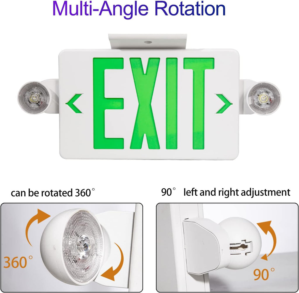 4PCS Green LED Exit Sign with Emergency Lights I248