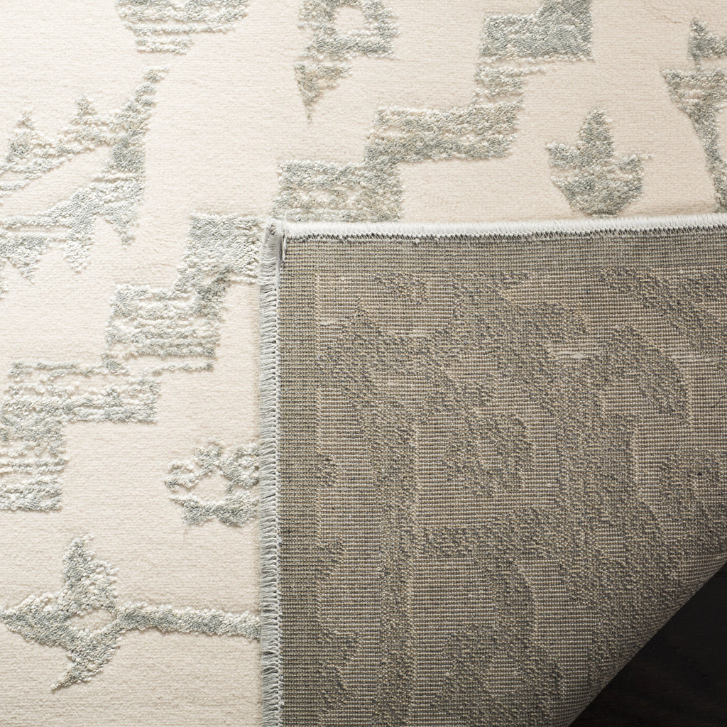 Light Blue/Ivory Geometric Floral Runner Rug J9442