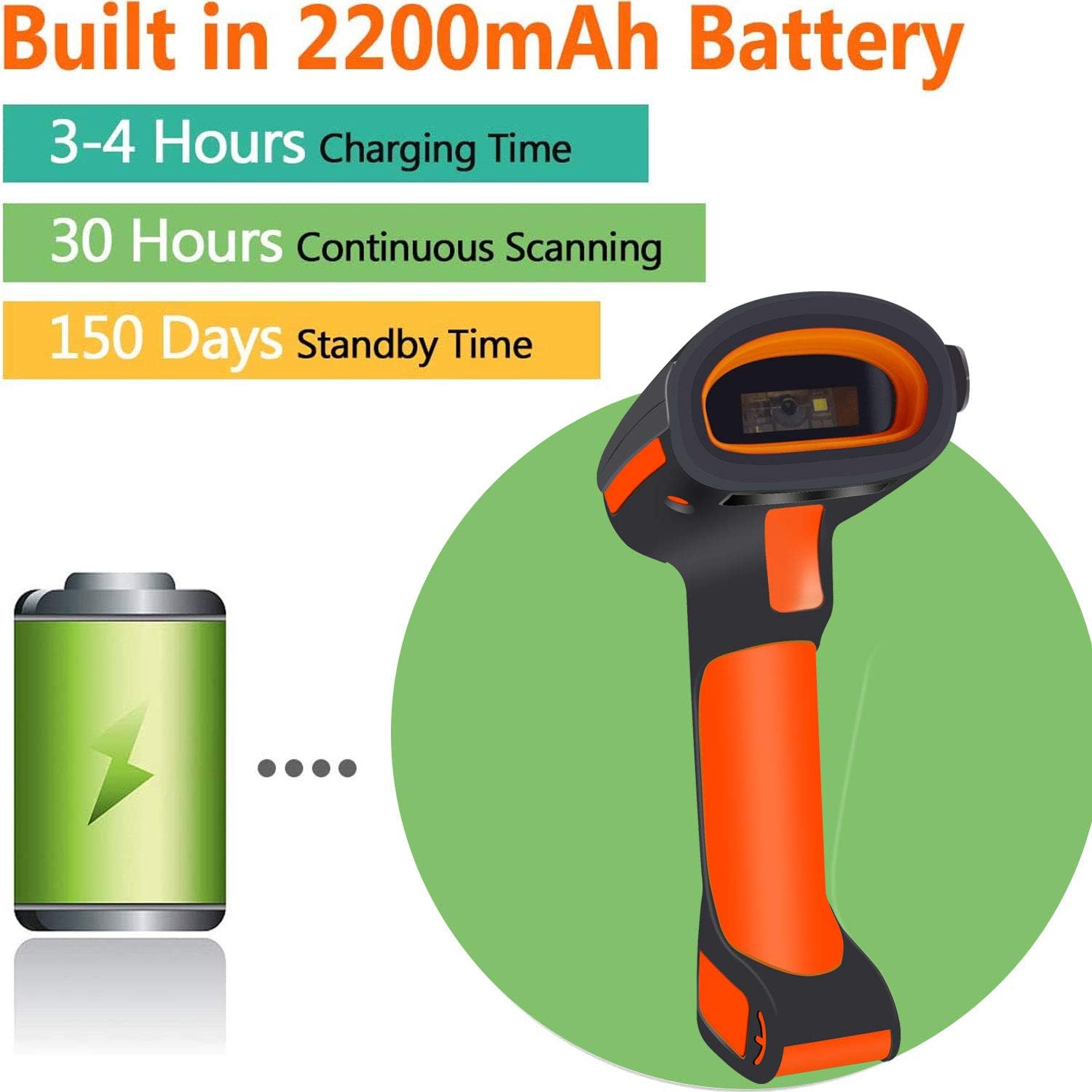 2D Bluetooth Barcode Scanner with Stand, Pack of 2 G561451
