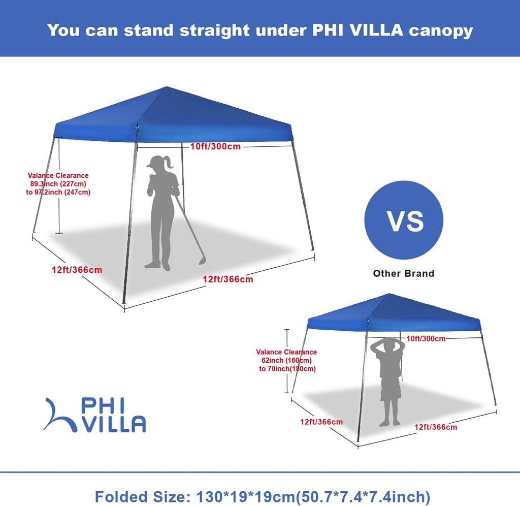 12'x12' Blue Slant Leg Sun Shade Canopy D3849