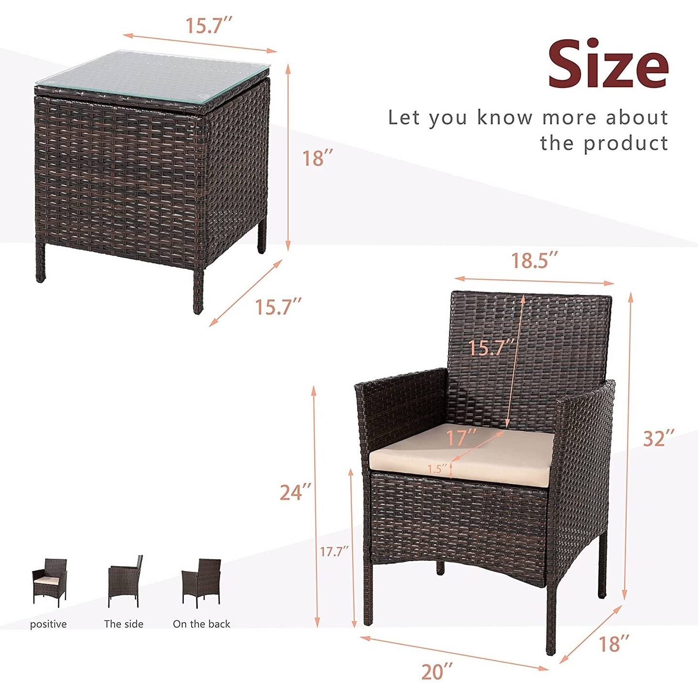 Gray 3 Piece Wicker Patio Chair Set C101858