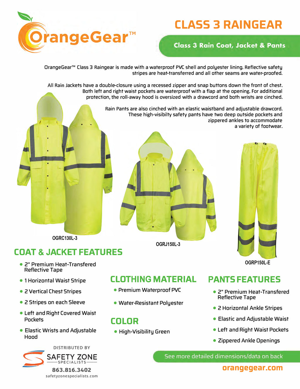 Lime Waterproof Rain Coat B9593