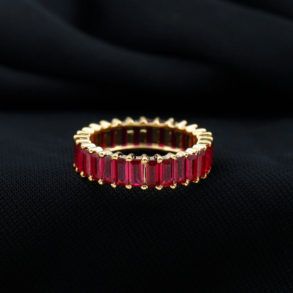 14K Yellow Gold Lab Created Ruby Eternity Ring, 2.75 CT, US 4.50 S275887