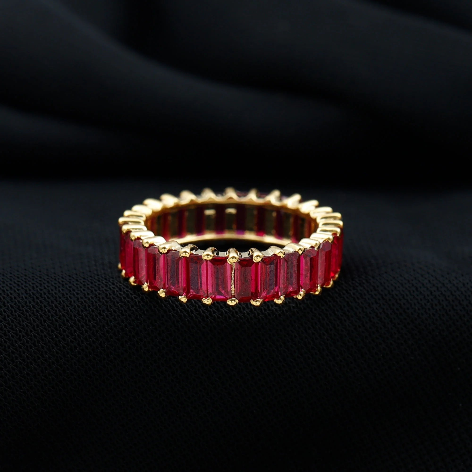 14K Yellow Gold Lab Created Ruby Eternity Ring, 2.75 CT, US 4.50 S275887