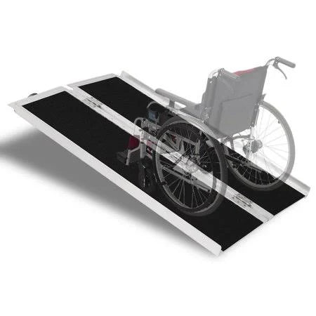 4ft Aluminum Non-Skid Multifold Wheelchair Ramp, 48 inch x 28 inch, Black J511