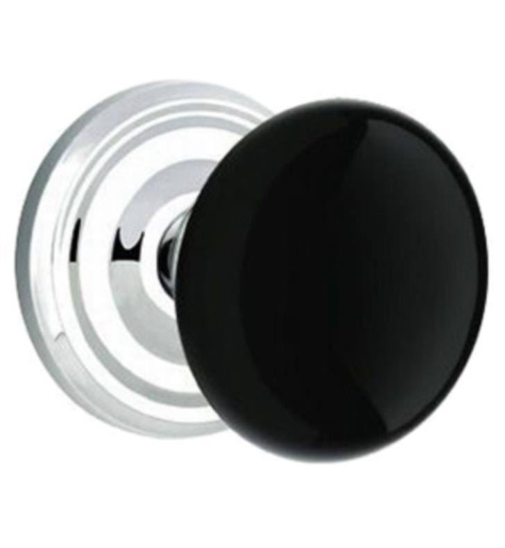 Ebony Knob Passage with Regular Rose Bright Chrome Finish W613