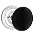 Ebony Knob Passage with Regular Rose Bright Chrome Finish W613