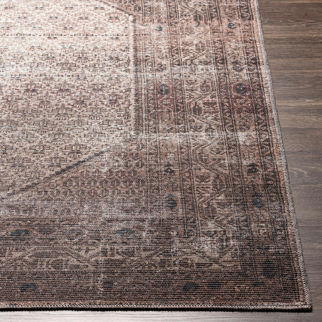 Washable Traditional Dark Red Area Rug (5'3" x 7'3") V75207