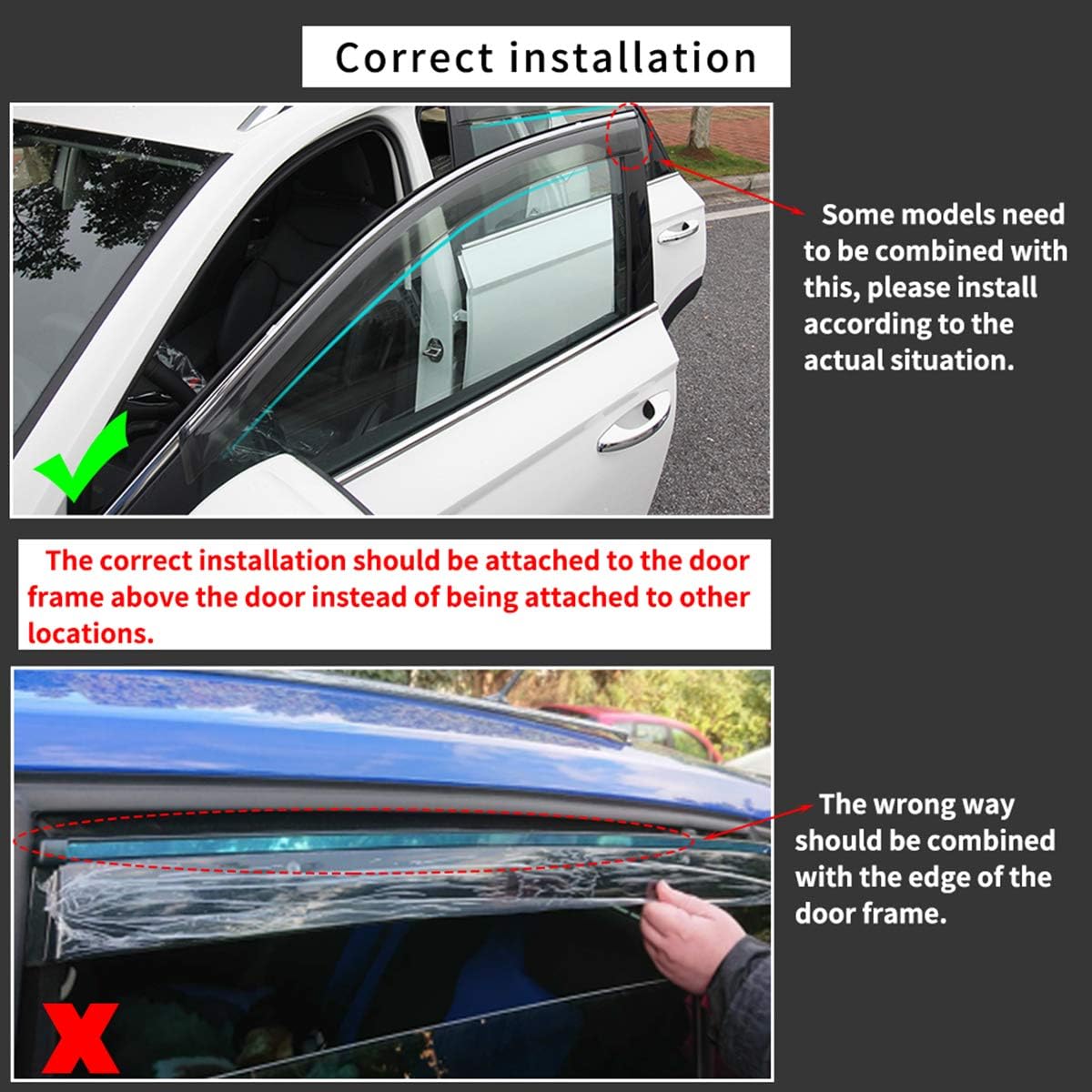 Smoke Car Window Visors Tape-On Outside Deflectors V976380