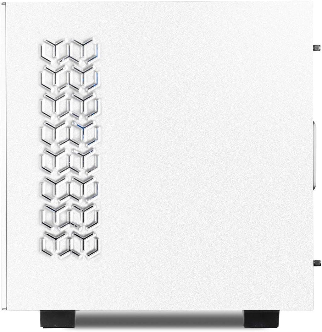 White SECC Steel Mid-Tower Desktop Computer Gaming Case with Side-Panel LCD Display R735
